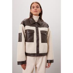 Peter Som x RTR Quilted Leather Sherpa Jacket